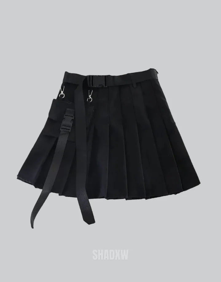 Black Cargo Mini Skirt
