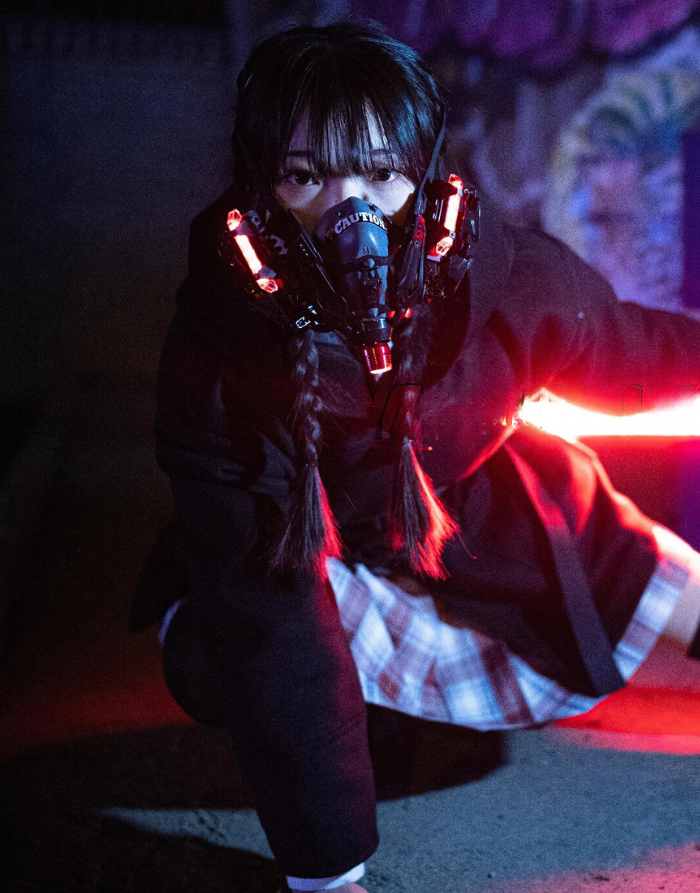 Cyberpunk LED-Gasmaske