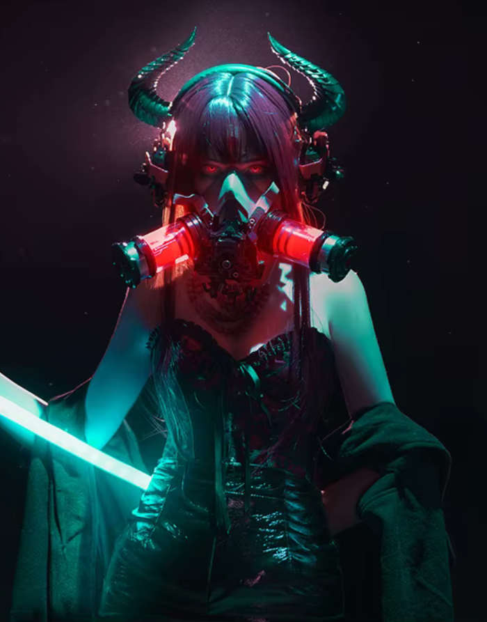 Cyberpunk-Gasmaskenschläuche