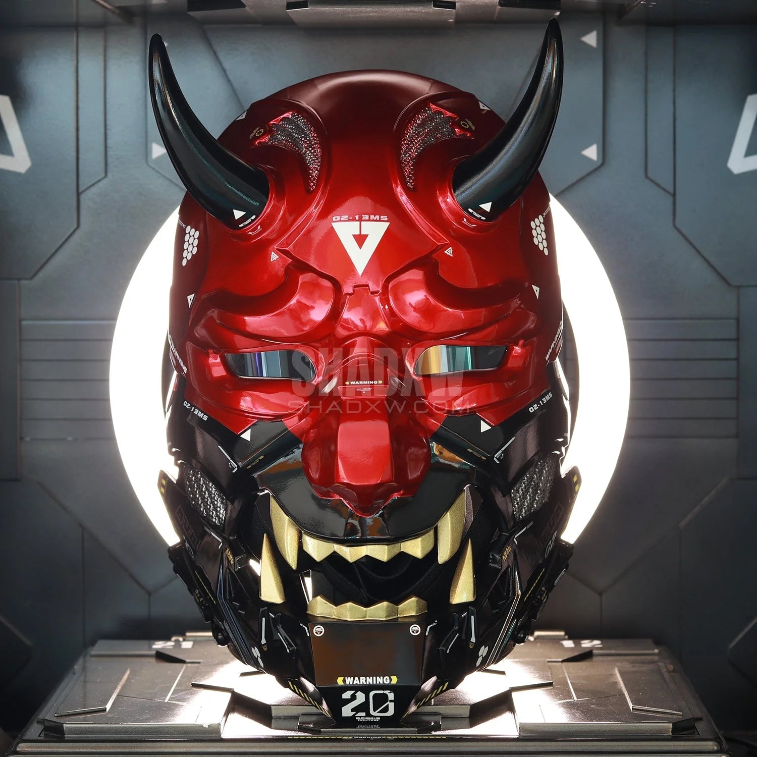 Cyberpunk oni mask Red