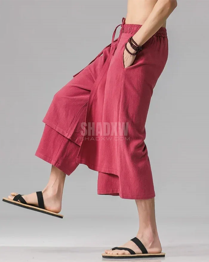 Double Layered Hakama Pants Men