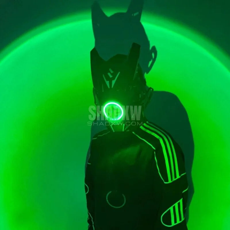 Green Led Cyberpunk Helmet