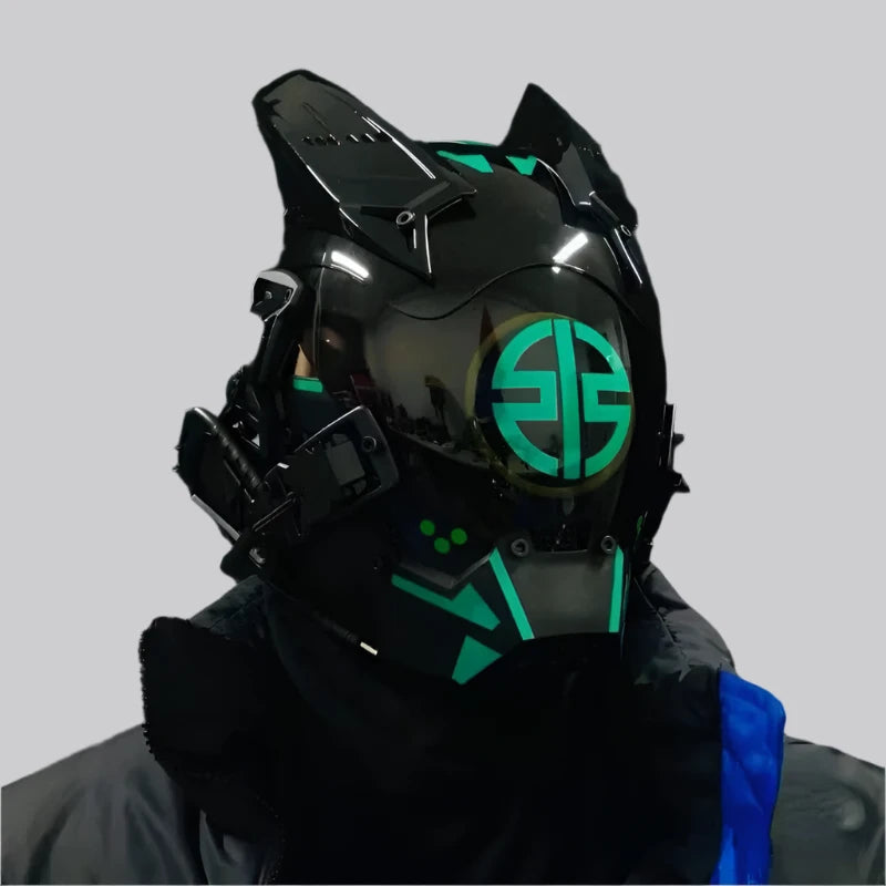 Green Led Cyberpunk Helmet