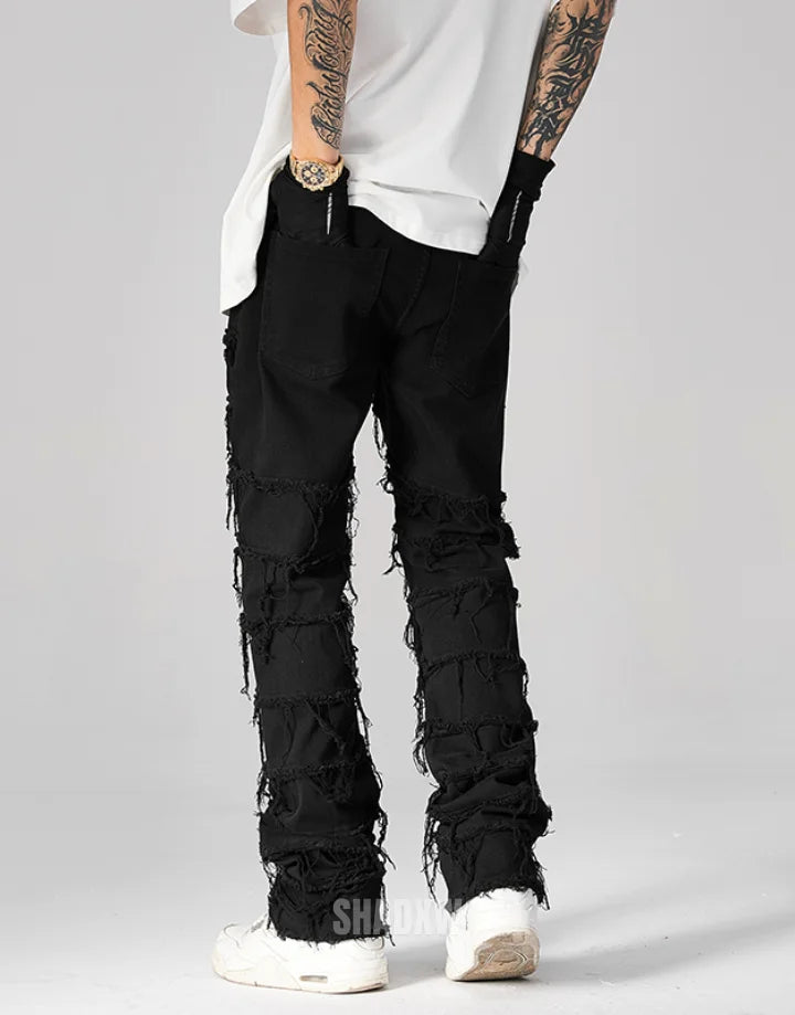 Men Black Stacked Jeans