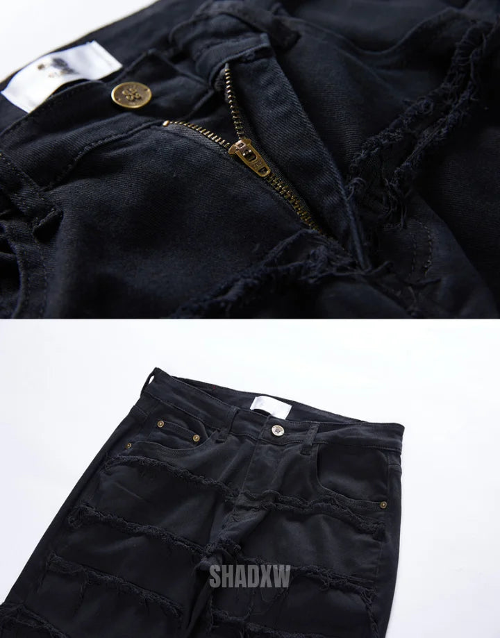 Men Black Stacked Jeans