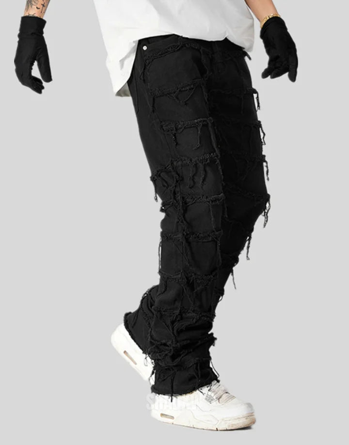 Men Black Stacked Jeans