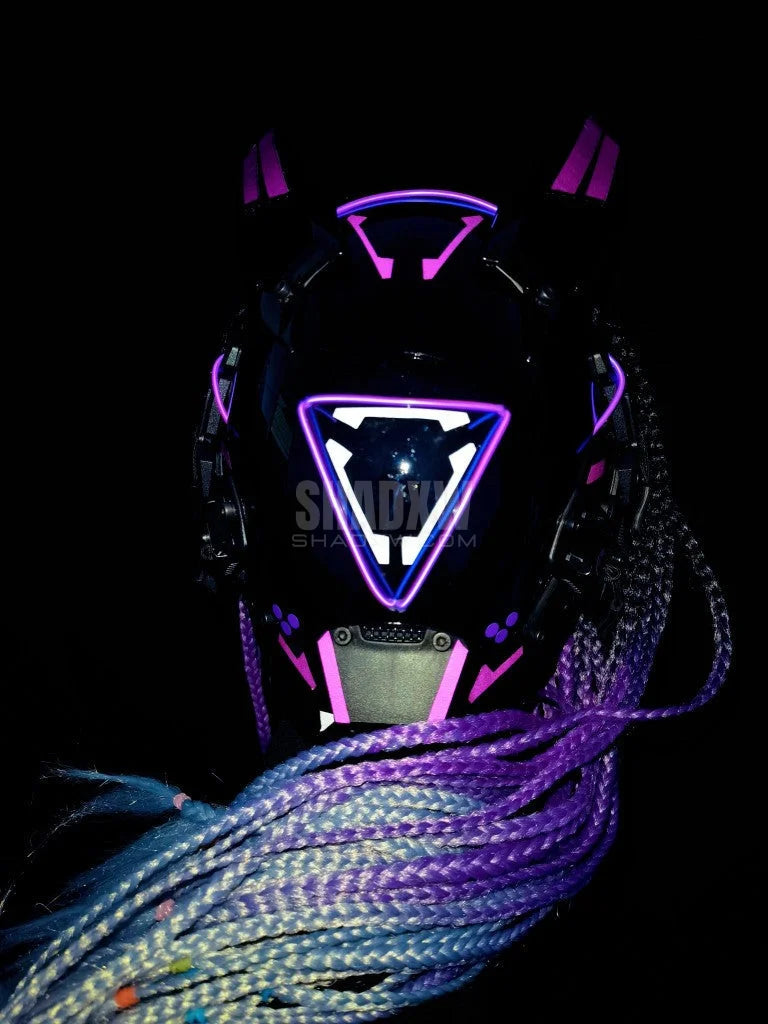 Purple Cyberpunk Helmet with Dread