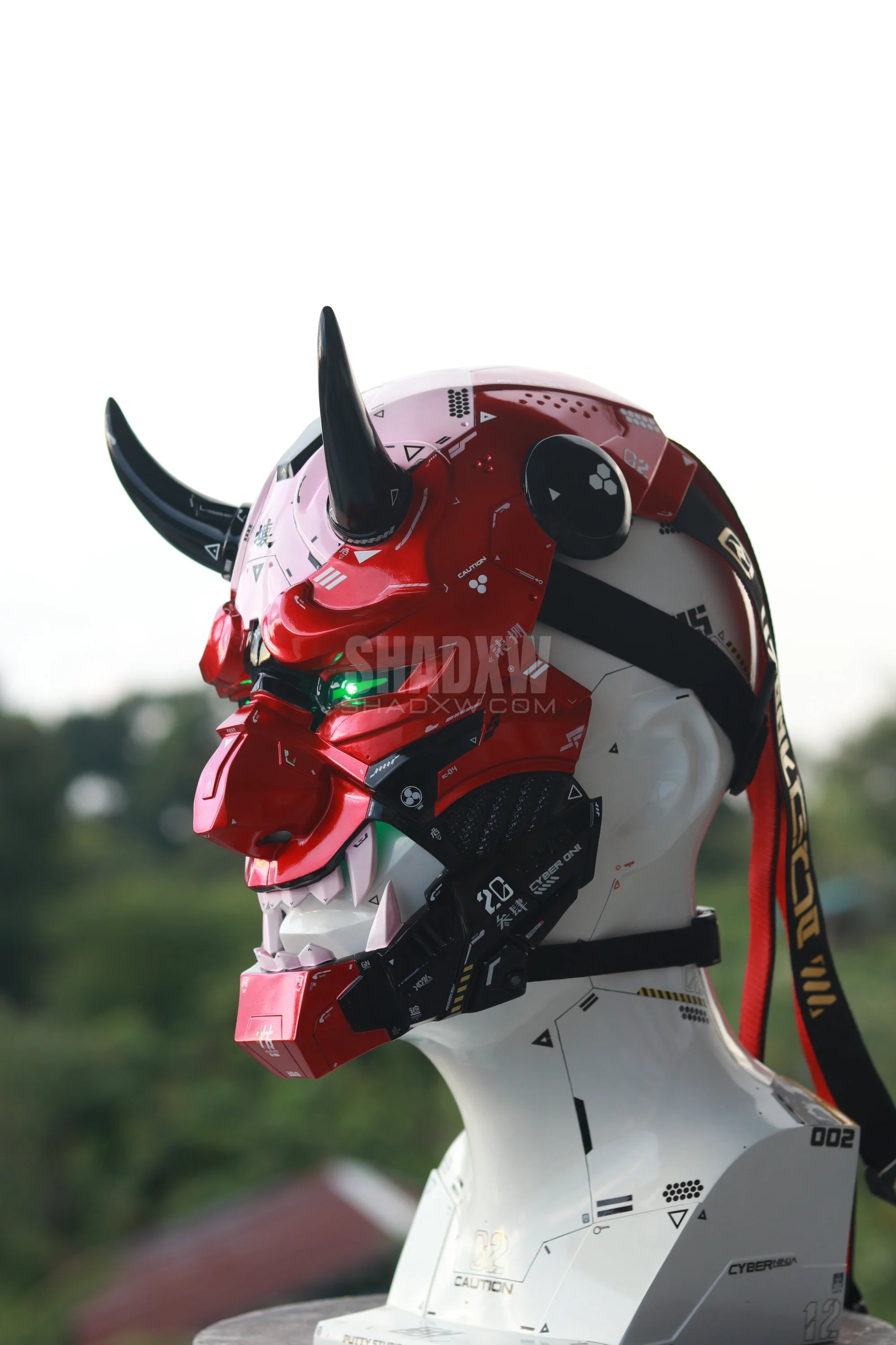 Red Cyberpunk Oni Mask