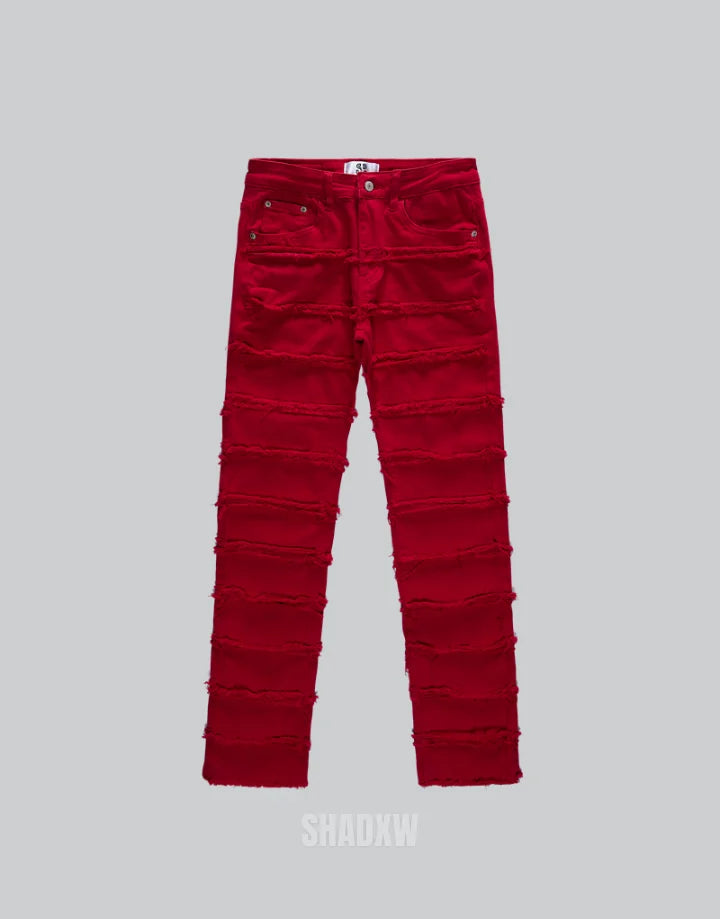 Red Stacked Jeans Mens