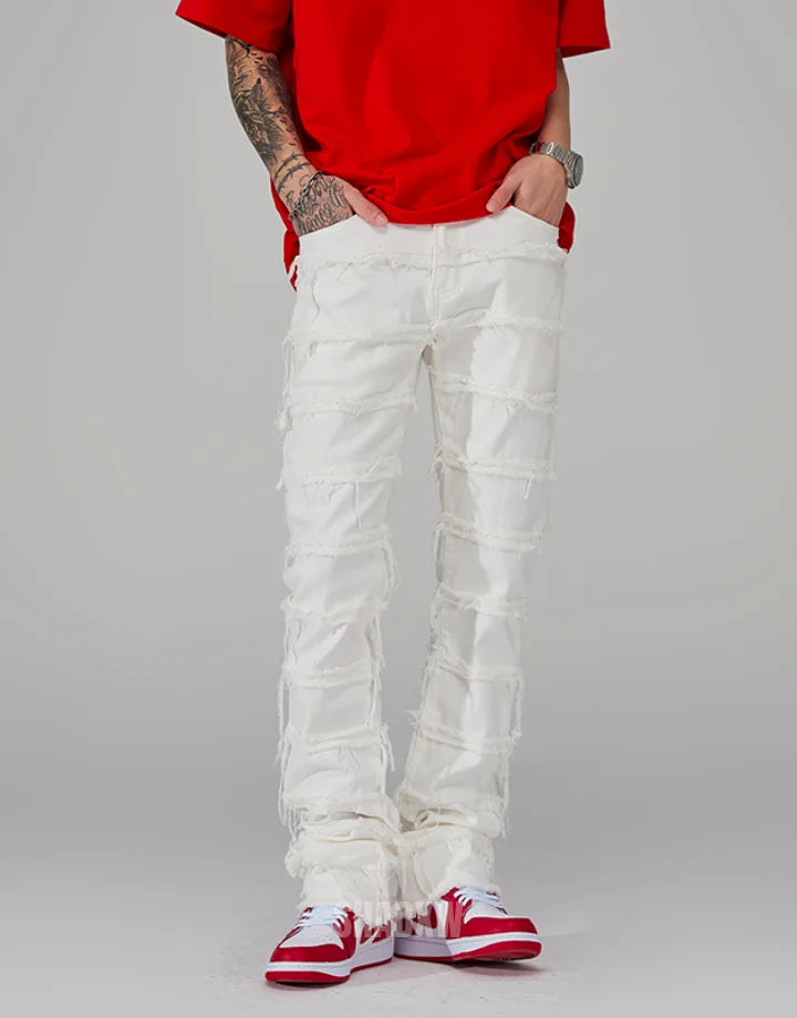 White Stacked Jeans Mens