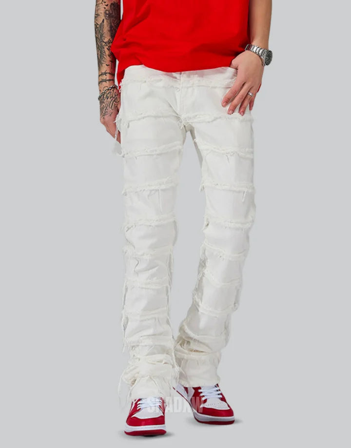 White Stacked Jeans Mens