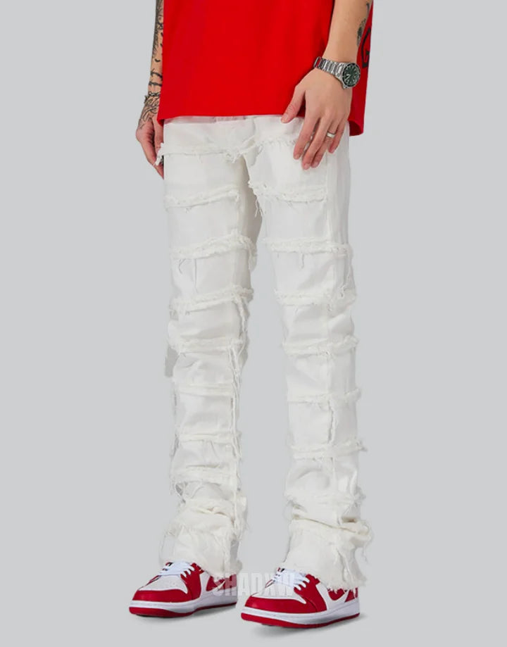 White Stacked Jeans Mens