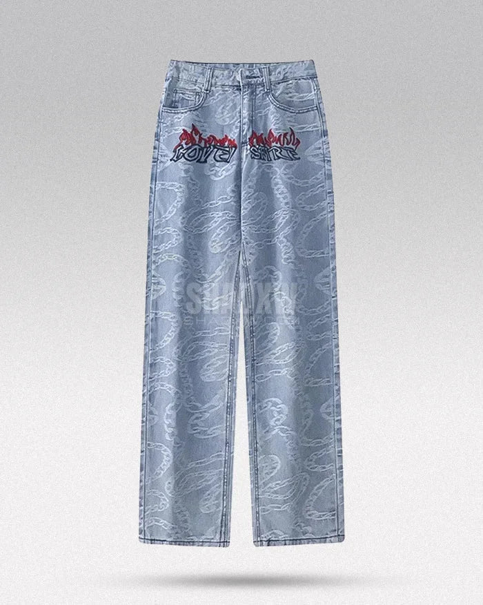 Y2K Light Blue Hip Hop Jeans