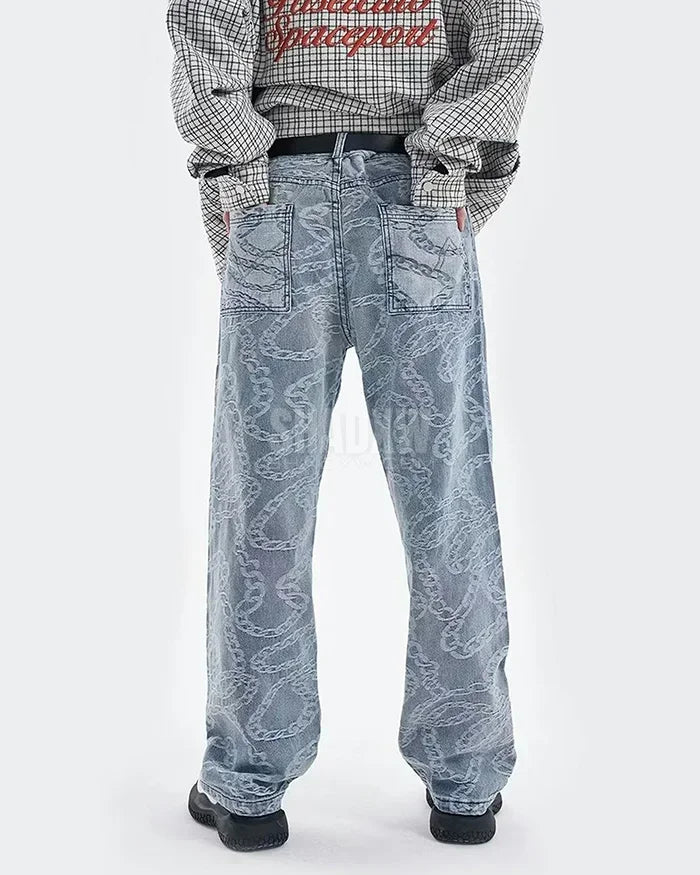 Y2K Light Blue Hip Hop Jeans