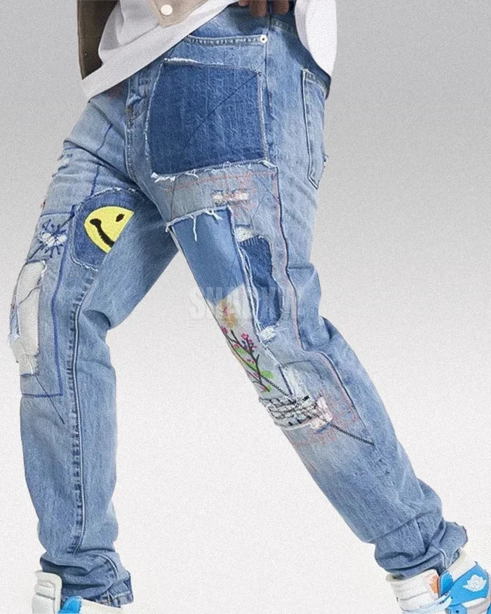 Y2K Smile Face Jeans