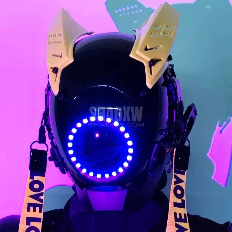 Yellow and Black Cyberpunk Helmet