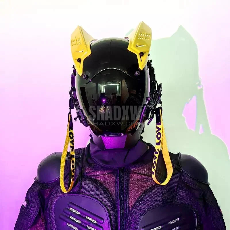 Yellow and Black Cyberpunk Helmet